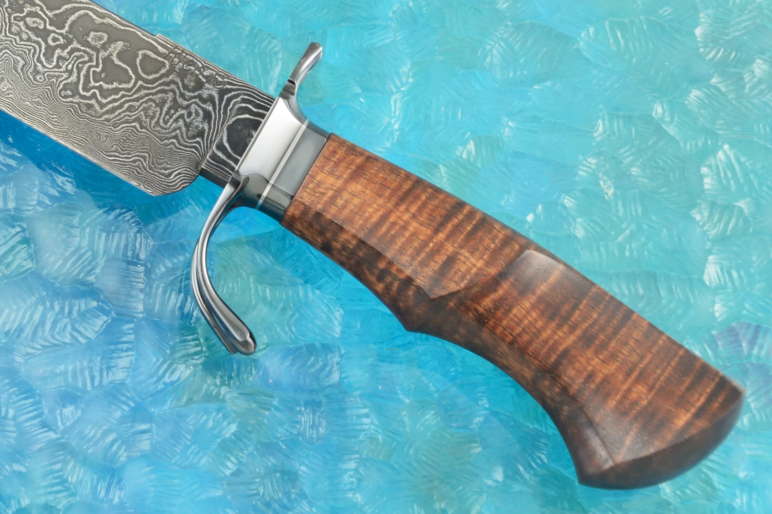 Damascus Bowie With Koa 3 Damascus Bowie With Koa - Image 3