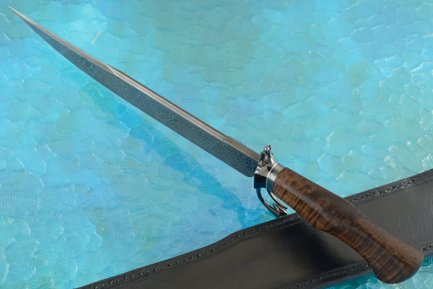 Damascus Bowie With Koa 5 Damascus Bowie With Koa - Image 5