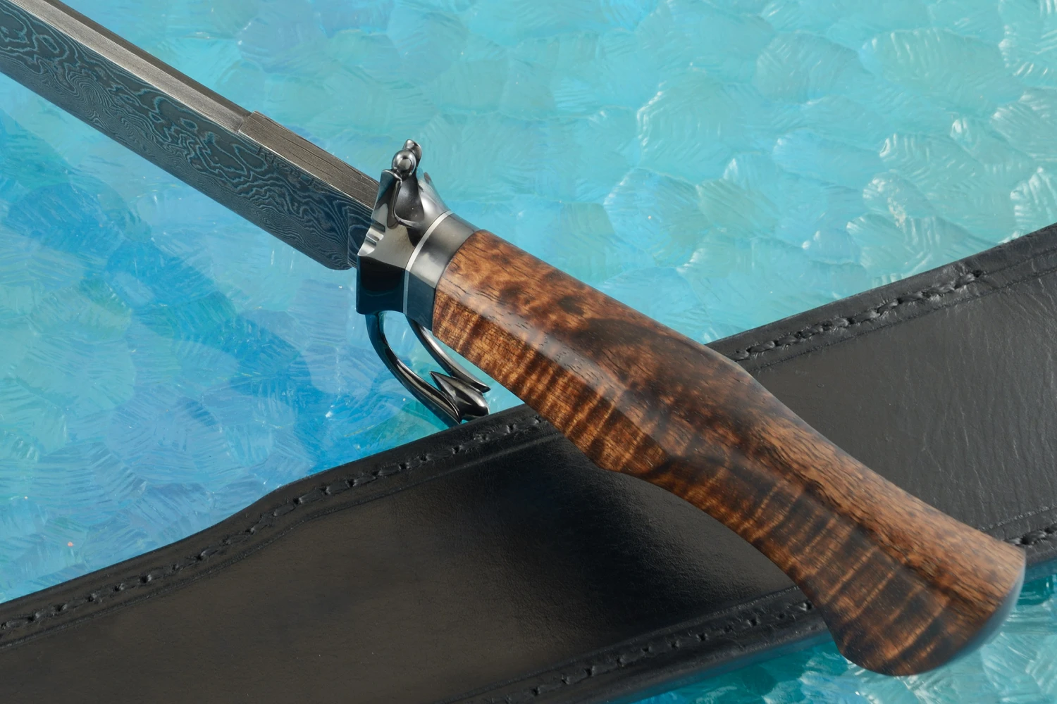 Damascus Bowie With Koa 6 Damascus Bowie With Koa - Image 6