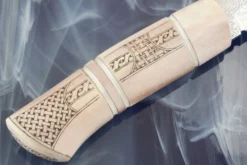 Sami Style Half Horn Hunter With Frost Pattern Damascus -Optimal Knives Store 100772 4 x scaled