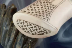 Sami Style Half Horn Hunter With Frost Pattern Damascus -Optimal Knives Store 100772 6 x scaled