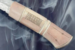 Sami Style Half Horn Hunter With Frost Pattern Damascus -Optimal Knives Store 100772 7 x