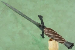 Damascus Tyrant Ant Dagger With Fluted Rooibos -Optimal Knives Store 100792 4 x scaled