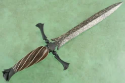 Damascus Tyrant Ant Dagger With Fluted Rooibos -Optimal Knives Store 100792 6 x scaled