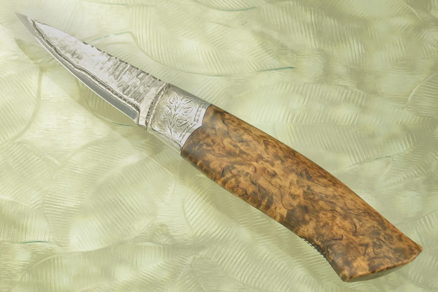 San Mai Puukko With Masur Birch And Engraved Sterling Silver 8 San Mai Puukko With Masur Birch And Engraved Sterling Silver - Image 8