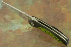 Gold Mini Flipper With Green Carbon Fiber (IKBS) -Optimal Knives Store 101788 3 x