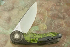 Gold Mini Flipper With Green Carbon Fiber (IKBS) -Optimal Knives Store 101788 4 x