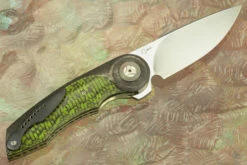Gold Mini Flipper With Green Carbon Fiber (IKBS) -Optimal Knives Store 101788 5 x
