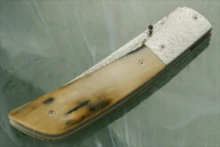 Persian Folder With Bark Mammoth Ivory And Damascus -Optimal Knives Store 102128 3 x
