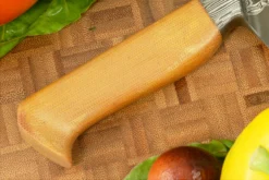 San Mai Damascus Chef's Knife - Kiritsuke Gyuto (6 In.) With Yellow Micarta -Optimal Knives Store 102629 3 x