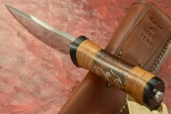 High Clip Hunter With Osage Orange And Curly Maple -Optimal Knives Store 102957 4 x