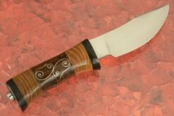 High Clip Hunter With Osage Orange And Curly Maple -Optimal Knives Store 102957 6 x