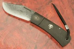 Bad Guy Slipjoint Folder With Damascus San Mai And Carbon Fiber