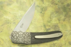 Flipper With Marble Carbon Fiber And Mosaic Damascus (Ceramic IKBS) - N690 -Optimal Knives Store 103213 4 x