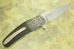 Flipper With Marble Carbon Fiber And Mosaic Damascus (Ceramic IKBS) - N690 -Optimal Knives Store 103213 5 x