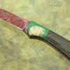 Flipper With Heat Colored Damascus, Ancient Sea Cow Bone, And Warthog Tusk