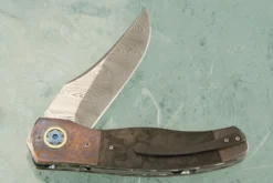 LL-XX Flipper With Damasteel, Marble Carbon Fiber, And Timascus (Ceramic IKBS) -Optimal Knives Store 103637 4 x