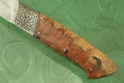 Engraved La Grange Style Utility With Amboyna Burl -Optimal Knives Store 103700 3 x