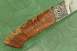 Engraved La Grange Style Utility With Amboyna Burl -Optimal Knives Store 103700 5 x