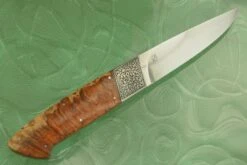 Engraved La Grange Style Utility With Amboyna Burl -Optimal Knives Store 103700 6 x