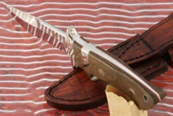 Loveless Style Sub-Hilt Chute Knife (4-1/2") With Green Canvas Micarta -Optimal Knives Store 103716 3 x