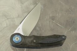 Gold Mini Flipper With Marble Carbon Fiber And Timascus Pivot Collar (Ceramic IKBS) - CPM-154 8 Gold Mini Flipper With Marble Carbon Fiber And Timascus Pivot Collar (Ceramic IKBS) - CPM-154 -Optimal Knives Store 103766 4 x