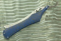 Mosaic Damascus Straight Razor With Blue Carbon Fiber -Optimal Knives Store 103934 4 x