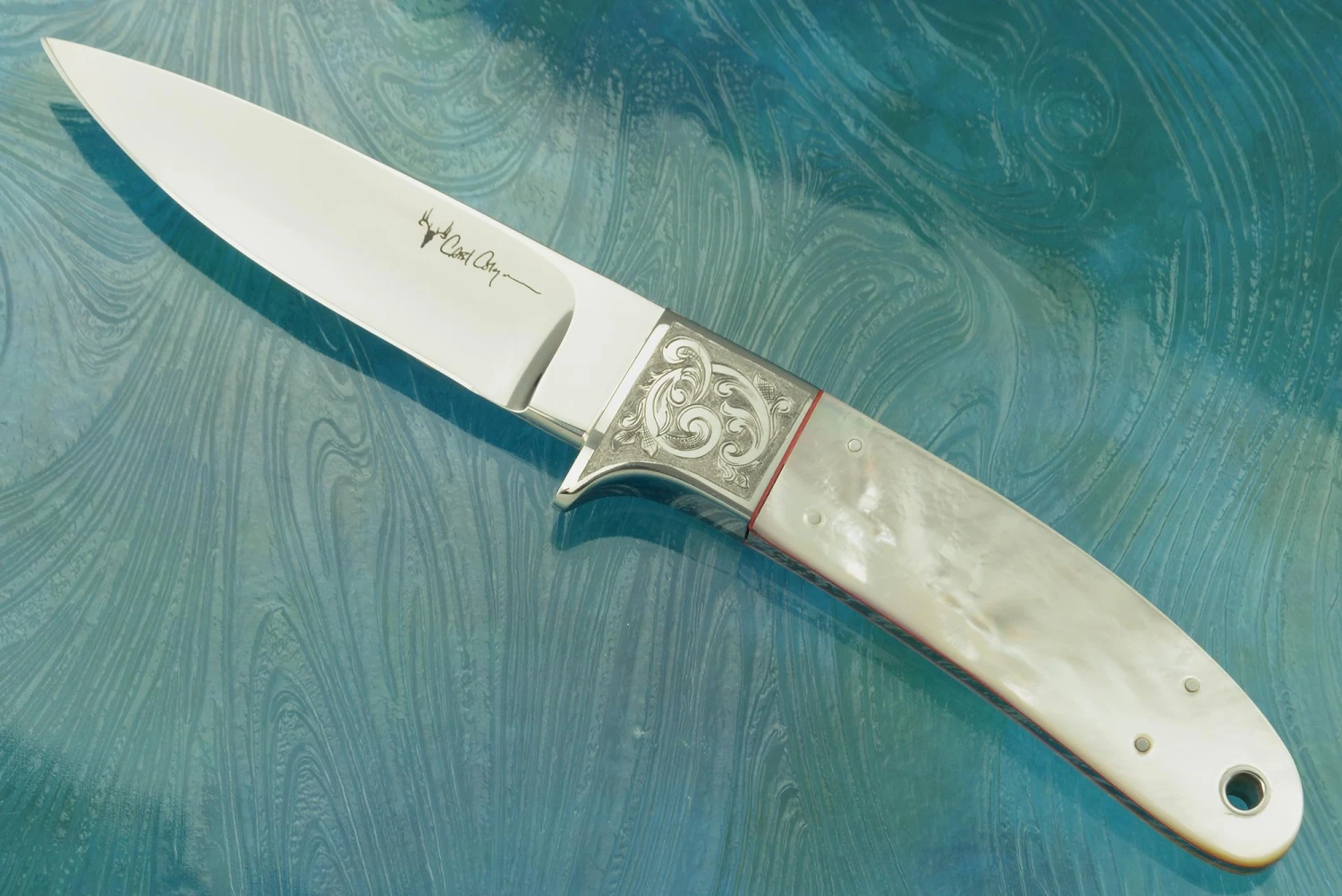 Engraved Bird Knife With Mother Of Pearl 2 Engraved Bird Knife With Mother Of Pearl - Image 2