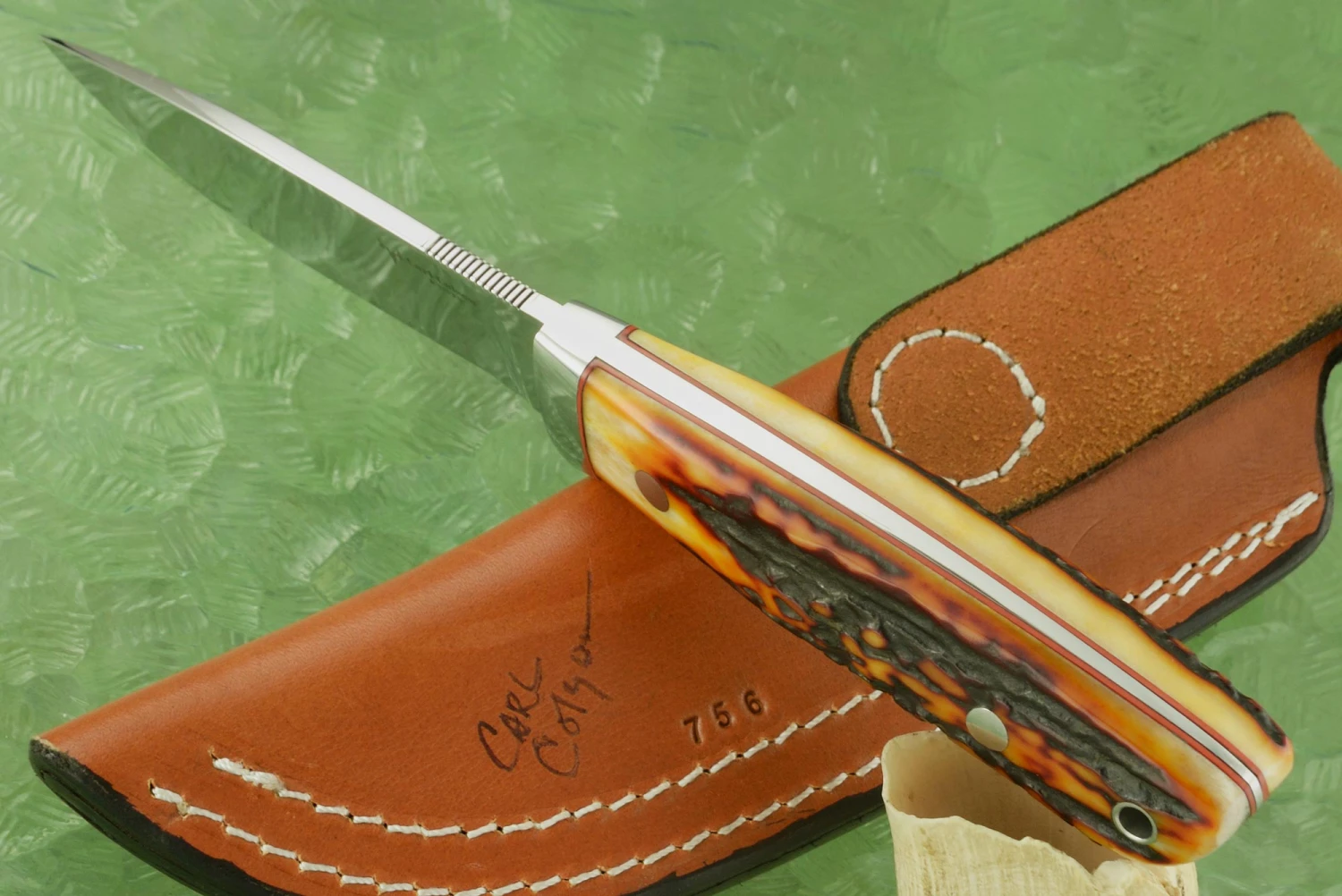 Loveless Style Drop Point Hunter With Amber Stag 4 Loveless Style Drop Point Hunter With Amber Stag - Image 4