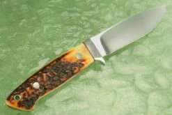 Loveless Style Drop Point Hunter With Amber Stag 11 Loveless Style Drop Point Hunter With Amber Stag -Optimal Knives Store 103938 6 x