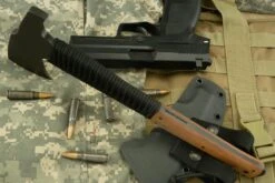 Hammer Combat Axe With Tan Micarta, Cord Wrap -Optimal Knives Store 104109 3 x