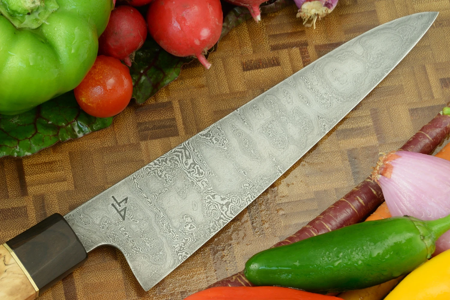 Damascus Chef's Knife (Gyuto) With Himalayan Birch (8-1/4 In.) 2 Damascus Chef's Knife (Gyuto) With Himalayan Birch (8-1/4 In.) - Image 2