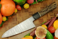 Damascus Chef's Knife (Gyuto) With Black Palm - 6 In. 13 Damascus Chef's Knife (Gyuto) With Black Palm - 6 In. -Optimal Knives Store 104165 7 x
