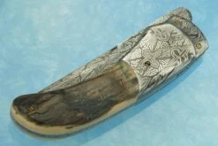 Mirage Front Flipper With Damascus And Mammoth Bark -Optimal Knives Store 104221 3 x