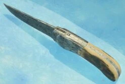 Mirage Front Flipper With Damascus And Mammoth Bark -Optimal Knives Store 104221 4 x