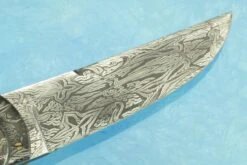 Mirage Front Flipper With Damascus And Mammoth Bark -Optimal Knives Store 104221 6 x