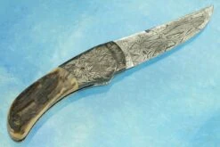 Mirage Front Flipper With Damascus And Mammoth Bark -Optimal Knives Store 104221 7 x