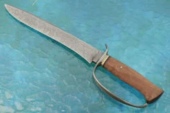 Damascus "D" Guard Bowie With Maple And Antique Wrought Iron