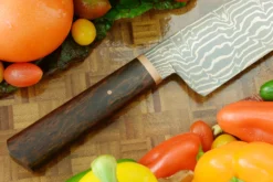 Damascus Chef's Knife With Ironwood (8-1/4 In) -Optimal Knives Store 104273 4 x