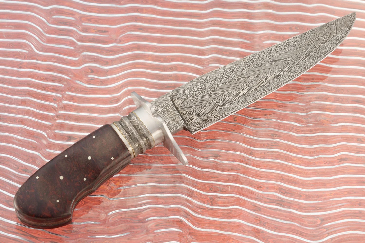Damascus Bowie With Redwood Lace Burl 7 Damascus Bowie With Redwood Lace Burl - Image 7