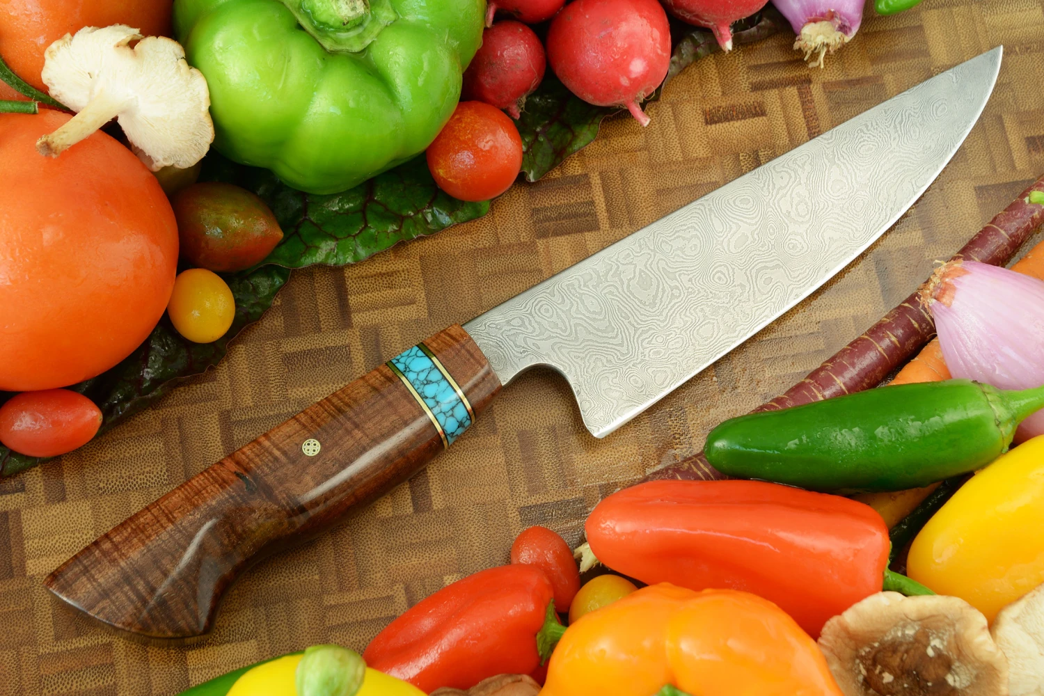 Damascus Chef's Knife (7 In.) With Tasmanian Blackwood 5 Damascus Chef's Knife (7 In.) With Tasmanian Blackwood - Image 5