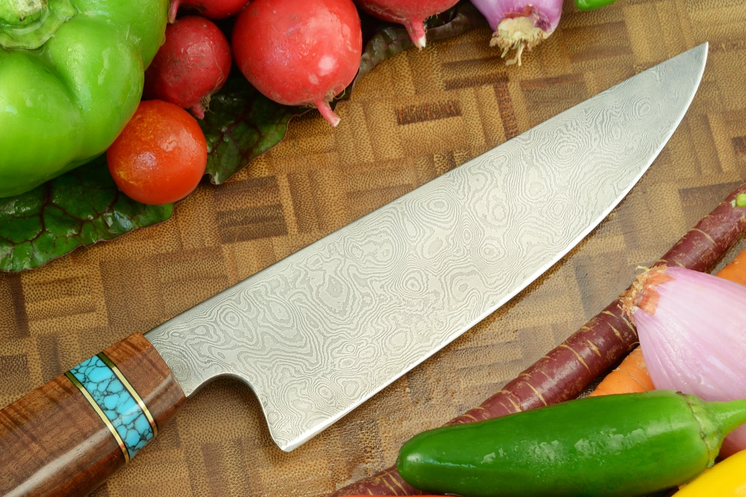 Damascus Chef's Knife (7 In.) With Tasmanian Blackwood 7 Damascus Chef's Knife (7 In.) With Tasmanian Blackwood - Image 7