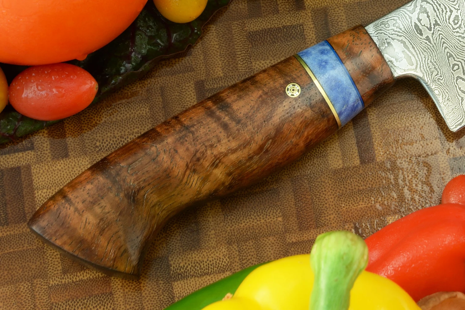 Damascus Chef's Knife (7-1/2 In.) With Koa And Fossil Coral 5 Damascus Chef's Knife (7-1/2 In.) With Koa And Fossil Coral - Image 5