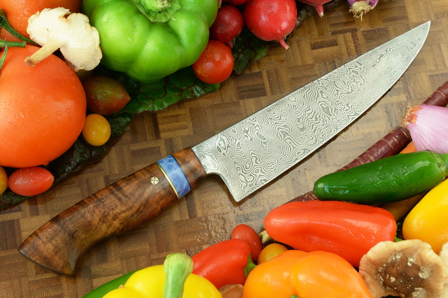 Damascus Chef's Knife (7-1/2 In.) With Koa And Fossil Coral 7 Damascus Chef's Knife (7-1/2 In.) With Koa And Fossil Coral - Image 7