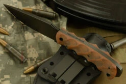 Woodsman With Sculpted Tan Micarta -Optimal Knives Store 104621 3 x