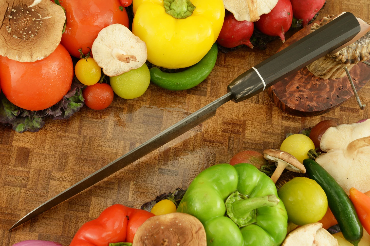 Damascus Chef's Knife (Gyuto) With African Blackwood (8-1/4 In.) 3 Damascus Chef's Knife (Gyuto) With African Blackwood (8-1/4 In.) - Image 3