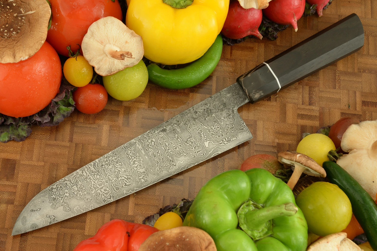 Damascus Chef's Knife (Gyuto) With African Blackwood (8-1/4 In.) 5 Damascus Chef's Knife (Gyuto) With African Blackwood (8-1/4 In.) - Image 5