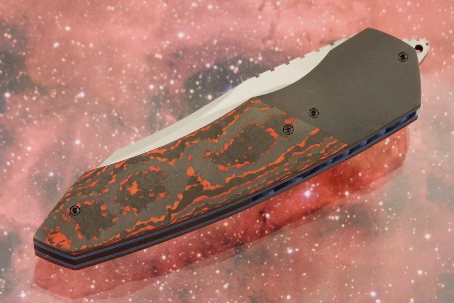 Simba Midi Front Flipper With Lava Flow FatCarbon And Zirconium (IKBS) - M390 2 Simba Midi Front Flipper With Lava Flow FatCarbon And Zirconium (IKBS) - M390 - Image 2