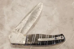 LL-XX Flipper With Mammoth Molar, Damascus, And Meteorite (Ceramic IKBS) 8 LL-XX Flipper With Mammoth Molar, Damascus, And Meteorite (Ceramic IKBS) -Optimal Knives Store 104930 4 x
