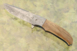 LL-SS Flipper With Mammoth Ivory, Damascus, And Meteorite (Ceramic IKBS)